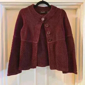 Axcess Womens Cotton Button Front Knit Cardigan Sweater Wine Red Size Medium